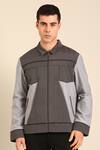 Shop_Mayank Modi - Men_Gray Cotton Grey Malai Bomber Jacket _Online_at_Aza_Fashions