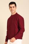 Mayank Modi - Men_Wine Cotton Malai Bomber Jacket _Online_at_Aza_Fashions