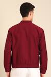 Shop_Mayank Modi - Men_Wine Cotton Malai Bomber Jacket _at_Aza_Fashions