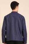 Shop_Mayank Modi - Men_Blue Linen Designer Bomber Jacket _at_Aza_Fashions