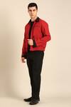 Buy_Mayank Modi - Men_Red Cotton And Black Malai Bomber Jacket _at_Aza_Fashions