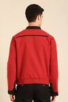 Shop_Mayank Modi - Men_Red Cotton And Black Malai Bomber Jacket _at_Aza_Fashions