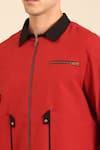 Mayank Modi - Men_Red Cotton And Black Malai Bomber Jacket _at_Aza_Fashions