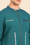 Mayank Modi - Men_Blue Cotton Malai Bomber Jacket _Online_at_Aza_Fashions