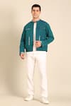 Buy_Mayank Modi - Men_Blue Cotton Malai Bomber Jacket _at_Aza_Fashions