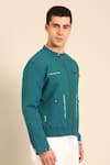 Shop_Mayank Modi - Men_Blue Cotton Malai Bomber Jacket _Online_at_Aza_Fashions