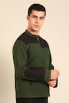 Mayank Modi - Men_Green Cotton Malai Bomber Jacket _Online_at_Aza_Fashions