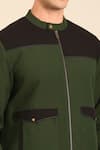 Mayank Modi - Men_Green Cotton Malai Bomber Jacket _at_Aza_Fashions