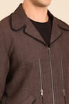 Buy_Mayank Modi - Men_Brown Linen Bomber Jacket _Online_at_Aza_Fashions