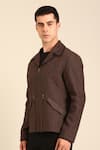 Shop_Mayank Modi - Men_Brown Linen Bomber Jacket _Online_at_Aza_Fashions