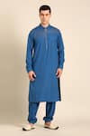 Mayank Modi - Men_Blue Cotton Designer Malai Kurta _Online_at_Aza_Fashions