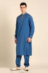 Shop_Mayank Modi - Men_Blue Cotton Designer Malai Kurta _Online_at_Aza_Fashions