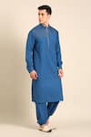 Mayank Modi - Men_Blue Cotton Designer Malai Kurta _at_Aza_Fashions