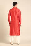 Shop_Mayank Modi - Men_Rust Silk, Bemberg Orange Kurta Set _at_Aza_Fashions