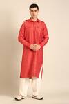 Buy_Mayank Modi - Men_Rust Silk, Bemberg Orange Kurta Set _at_Aza_Fashions