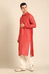 Buy_Mayank Modi - Men_Rust Silk, Bemberg Orange Kurta Set _Online_at_Aza_Fashions
