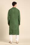 Shop_Mayank Modi - Men_Green Linen Embroidery Designer Kurta _at_Aza_Fashions