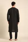 Shop_Mayank Modi - Men_Black Silk, Cotton Embroidery Black-brown Kurta _at_Aza_Fashions