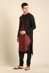 Shop_Mayank Modi - Men_Black Silk, Cotton Embroidery Black-brown Kurta _Online_at_Aza_Fashions