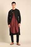 Buy_Mayank Modi - Men_Black Silk, Cotton Embroidery Black-brown Kurta _at_Aza_Fashions