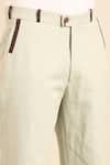 Mayank Modi - Men_Green Linen Trouser _Online_at_Aza_Fashions