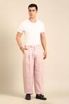 Buy_Mayank Modi - Men_Mauve Silk, Linen Trouser _at_Aza_Fashions