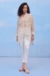 Buy_COUCHÉ BY ANANDINI_Pink Silk Organza Embroidery Collared Floral Cut Bloom Shirt _Online_at_Aza_Fashions