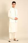 Mayank Modi - Men_Blue Silk, Bemberg Embroidery Short Open Nehru Jacket _Online_at_Aza_Fashions