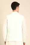 Shop_Mayank Modi - Men_Blue Silk, Bemberg Embroidery Short Open Nehru Jacket _at_Aza_Fashions