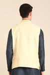 Shop_Mayank Modi - Men_Gold Silk, Jacquard Embroidery Green-gold Nehru Jacket _at_Aza_Fashions