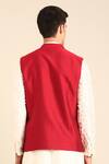 Shop_Mayank Modi - Men_Red Silk, Cotton Sequins, Embroidery Designer Nehru Jacket _at_Aza_Fashions