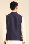 Shop_Mayank Modi - Men_Blue Silk, Cotton Embroidery Nehru Jacket _at_Aza_Fashions