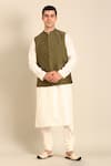 Buy_Mayank Modi - Men_Green Silk, Cotton Embroidery Designer Nehru Jacket _at_Aza_Fashions