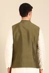 Shop_Mayank Modi - Men_Green Silk, Cotton Embroidery Designer Nehru Jacket _at_Aza_Fashions