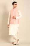 Buy_Mayank Modi - Men_Pink Silk, Cotton Beads Baby Nehru Jacket _at_Aza_Fashions