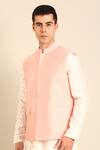 Buy_Mayank Modi - Men_Pink Silk, Cotton Beads Baby Nehru Jacket _Online_at_Aza_Fashions