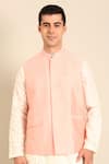 Shop_Mayank Modi - Men_Pink Silk, Cotton Beads Baby Nehru Jacket _Online_at_Aza_Fashions
