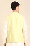 Shop_Mayank Modi - Men_Green Silk, Cotton Embroidery Pista Nehru Jacket _at_Aza_Fashions