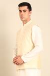 Mayank Modi - Men_Beige Silk, Cotton Embroidery Nehru Jacket _Online_at_Aza_Fashions