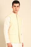 Buy_Mayank Modi - Men_Beige Silk, Cotton Embroidery Nehru Jacket _Online_at_Aza_Fashions