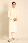 Mayank Modi - Men_Beige Silk, Cotton Embroidery Nehru Jacket _at_Aza_Fashions