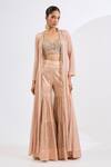 Buy_Neha Khullar_Blush Chanderi, Chinon, Chiffon Mirrors, Pearls, Hand Embroidered Gharara Set _at_Aza_Fashions