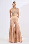 Neha Khullar_Blush Chanderi, Chinon, Chiffon Mirrors, Pearls, Hand Embroidered Gharara Set _Online_at_Aza_Fashions