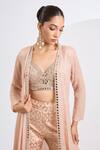Shop_Neha Khullar_Blush Chanderi, Chinon, Chiffon Mirrors, Pearls, Hand Embroidered Gharara Set _Online_at_Aza_Fashions