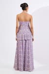 Shop_Neha Khullar_Lilac Viscose, Chinon Pearls, Beads, Mirrors Mosaic Print Kurta Sharara Set _at_Aza_Fashions