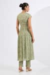Shop_Neha Khullar_Green Viscose, Chinon Embroidery, Beads V-neck Mosaic Print Anarkali Set _at_Aza_Fashions