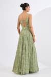 Shop_Neha Khullar_Green Viscose, Organza, Chinon Embroidery, Mosaic Print Hand Lehenga Set _at_Aza_Fashions