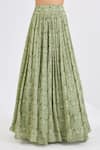 Neha Khullar_Green Viscose, Organza, Chinon Embroidery, Mosaic Print Hand Lehenga Set _Online_at_Aza_Fashions