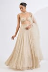 Buy_Neha Khullar_Ivory Chinon, Organza, Chiffon Embroidery, Pearls, Mosaic Print Lehenga Set _at_Aza_Fashions