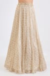 Neha Khullar_Ivory Chinon, Organza, Chiffon Embroidery, Pearls, Mosaic Print Lehenga Set _Online_at_Aza_Fashions
